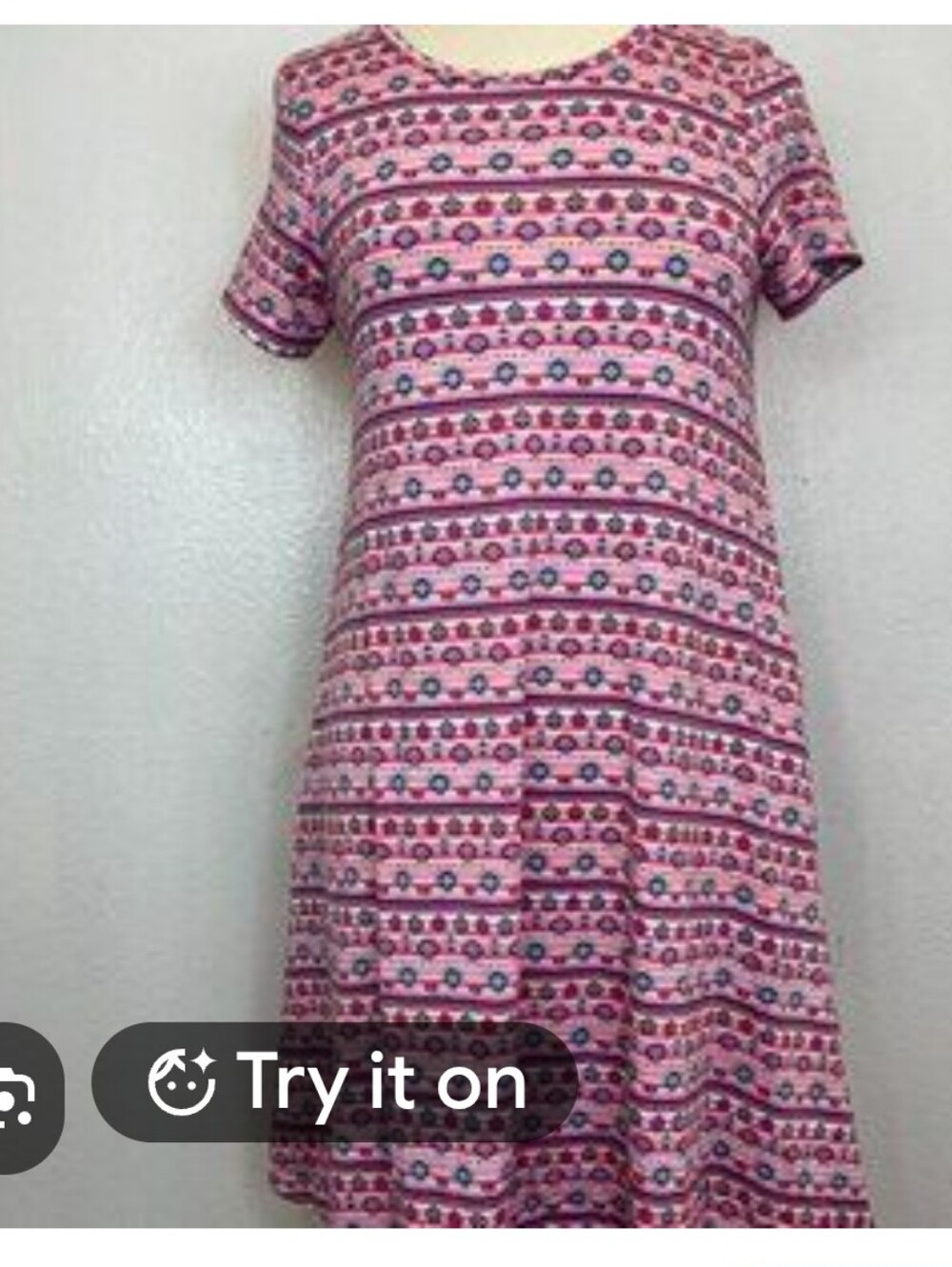 Lularoe "Jessie" Dress Geometric Midi Dress Pink & Red- Large